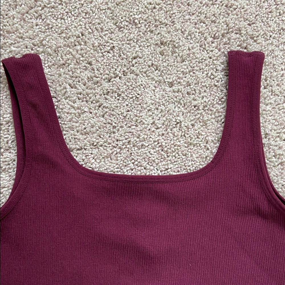 c’est moi • Maroon Fine Ribbed Cropped Bamboo Tank - Picture 2 of 12